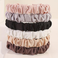 6PCS Solid Satin Hair Band Headdress Head Hoop For Women Girls