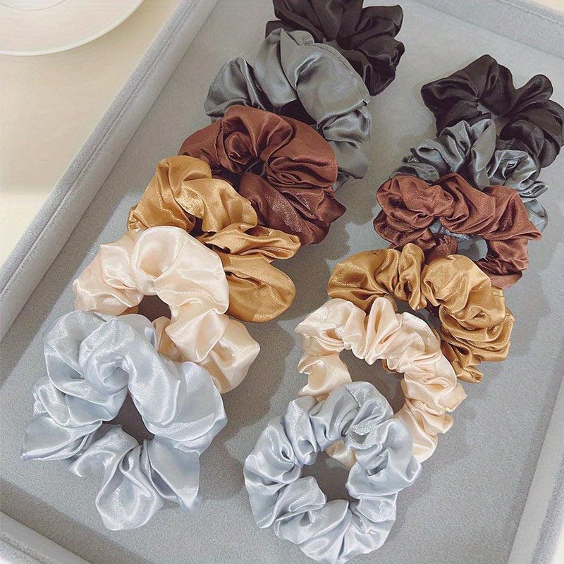 12 Satin Hair Tie Scrunchies Ponytail Holder Hair Rope Women Girls Accessories