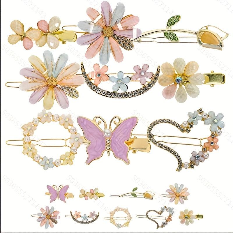 Rhinestone Crystal Flower Hair Clip Barrette for Girls Women