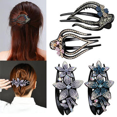 4 PCS Butterfly Hair Clip with Rhinestones Duckbill Clip Flowers for Women