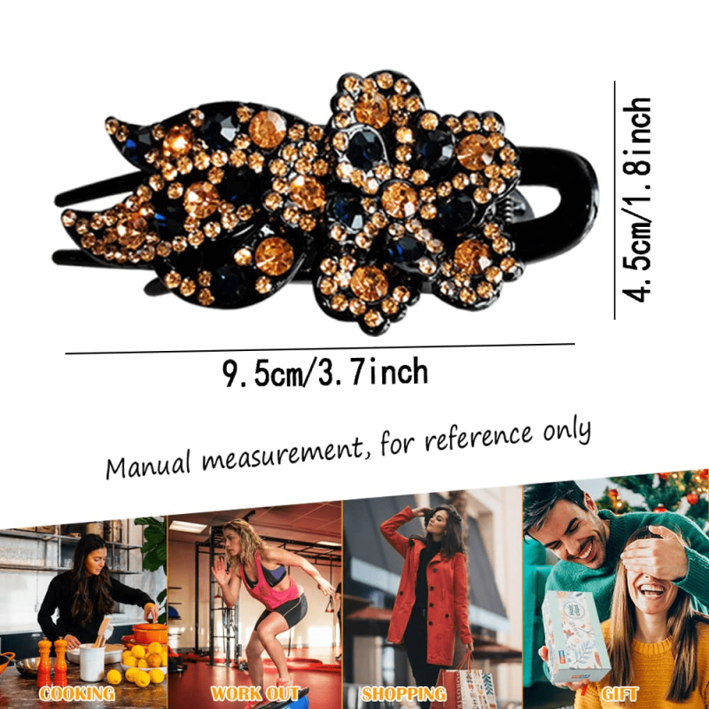 4 PCS Butterfly Hair Clip with Rhinestones Duckbill Clip Flowers for Women