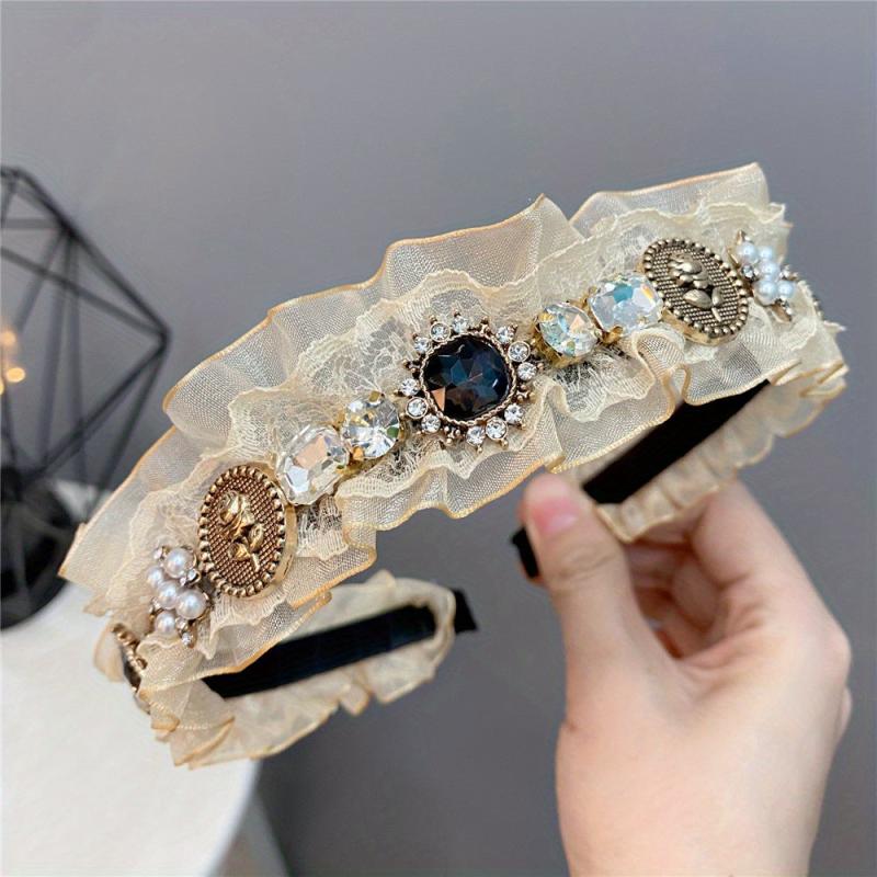 Lace Headband Rhinestone Hair Band Girls Party Prom
