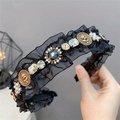 Lace Headband Rhinestone Hair Band Girls Party Prom