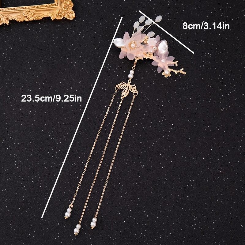 Flower Pearl Hair Clip Headpiece Fringed Pair Clip Daily Accessories