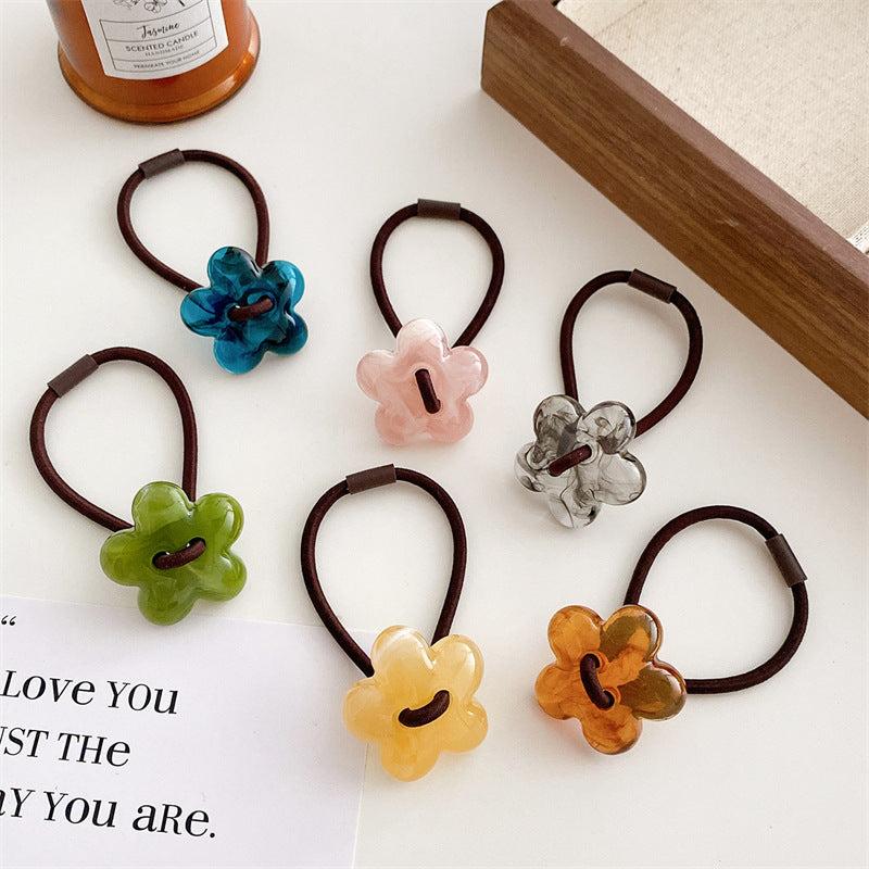 Jelly Flower Hair Tie Cartoon Flower Decor Hair Ring Elastic Ponytail Holder