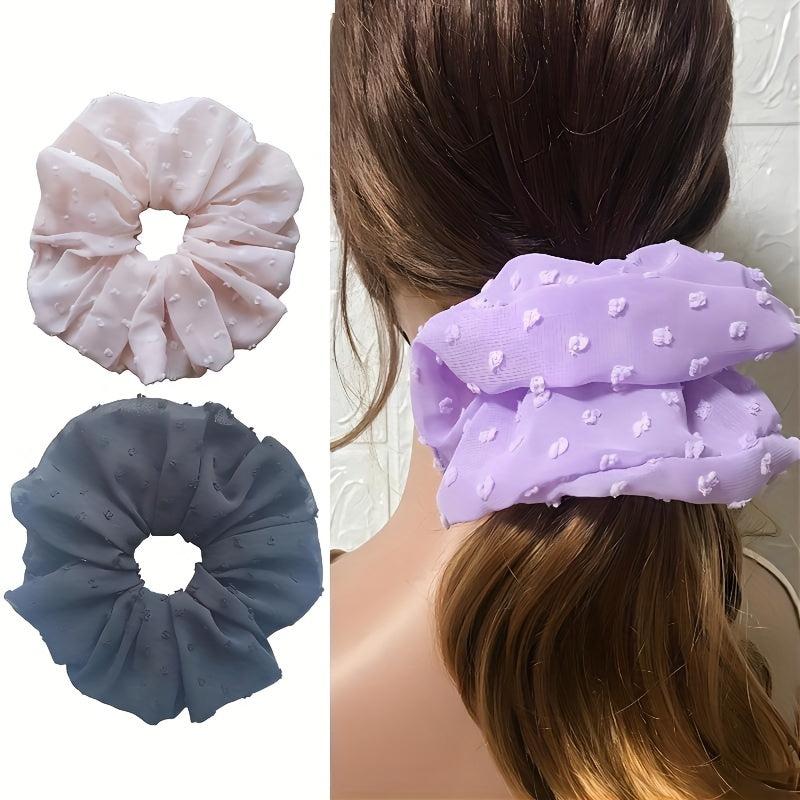 Polka Dot Chiffon Scrunchies Hair Tie Hair Rope Ponytail Holder for Women Girls