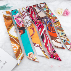 Silky Scarf Chain Printed Hair Scarf for Women Girls