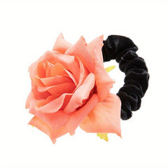 Rose Hair Tie Fabric Colorful Hair Rope Vacation Beach Style Ponytail Holder