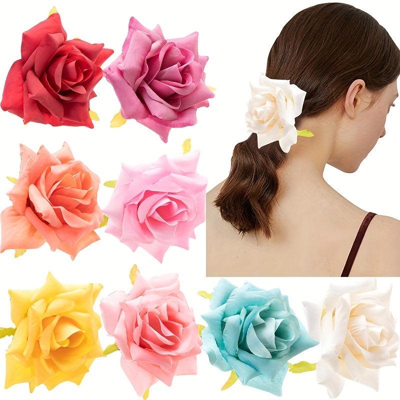 Rose Hair Tie Fabric Colorful Hair Rope Vacation Beach Style Ponytail Holder