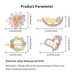 Colorful Flower Hair Clip Rhinestone Hair Pin Barrette