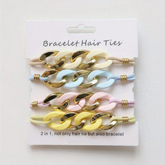 4pcs Boho Style Hair Ring Elastic Ponytail Holder Hair Accessories