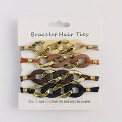 4pcs Boho Style Hair Ring Elastic Ponytail Holder Hair Accessories