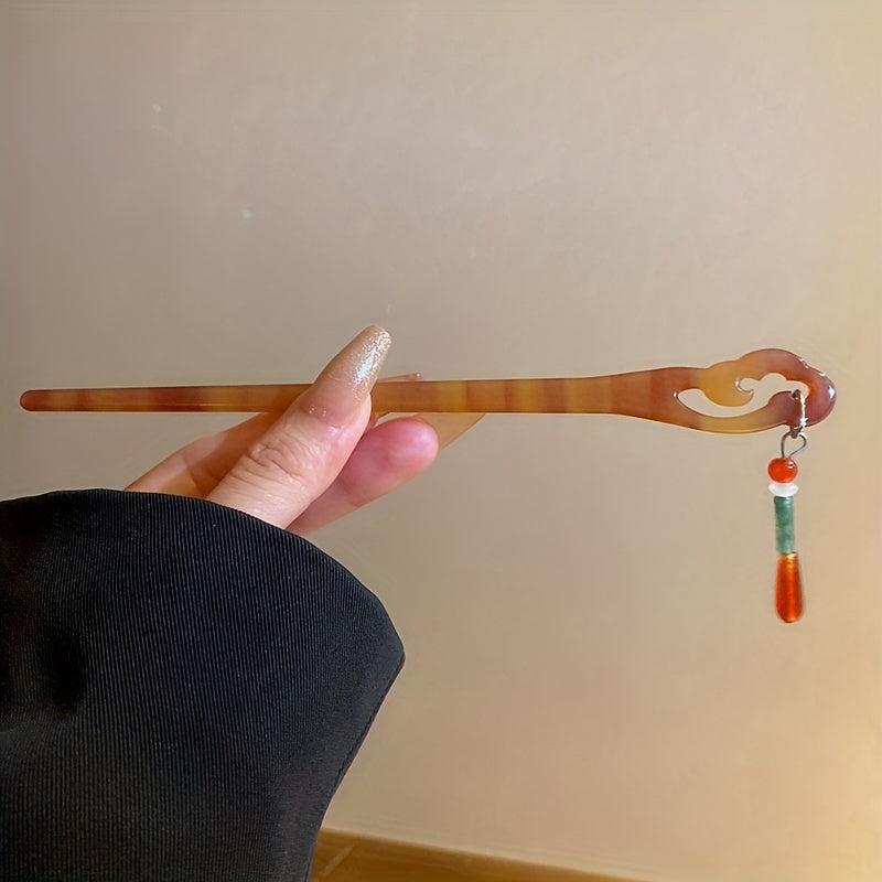 Acetate Hairpin Chinese Style Hair Stick With Pendant Ponytail Holder