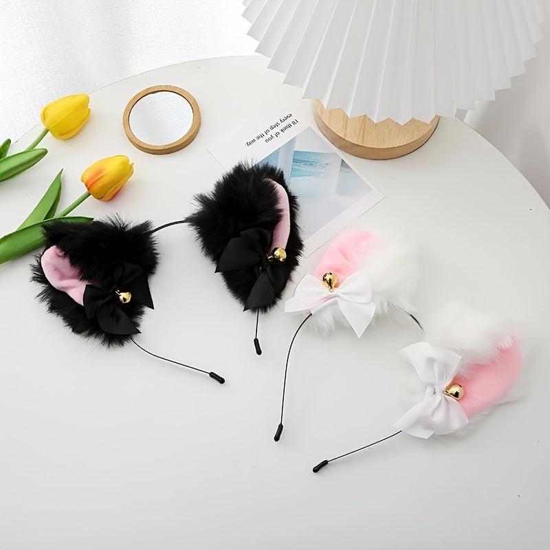 Cat Ears Headband Cosplay Anime Lolita Plush Furry Halloween Party Hairband