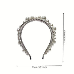 Baroque Pearl Rhinestone Headband Retro Style Bridal Hair Band