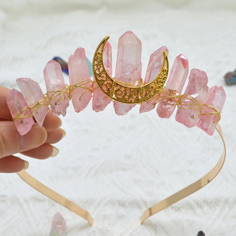 Moon Crystal Quartz Rhinestone Tiara Headband for Woman