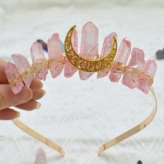 Moon Crystal Quartz Rhinestone Tiara Headband for Woman