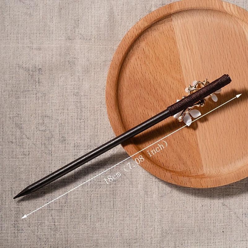 Flower Hairpin Wooden Hair Stick Ponytail Holder Hair Accessories