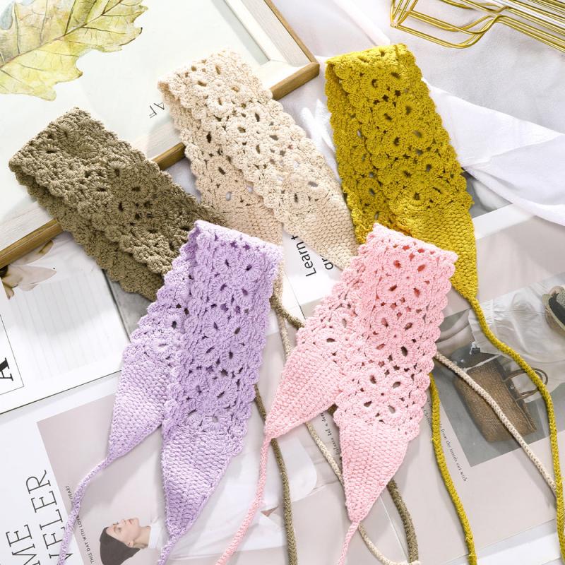 Boho Knitted Floral Elastic Hairband Vintage Head Wrap Hair Accessories