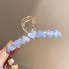 Sweet Hair Claw Jelly Heart Decor Hair Claw Nonslip Ponytail Holder