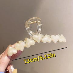 Sweet Hair Claw Jelly Heart Decor Hair Claw Nonslip Ponytail Holder