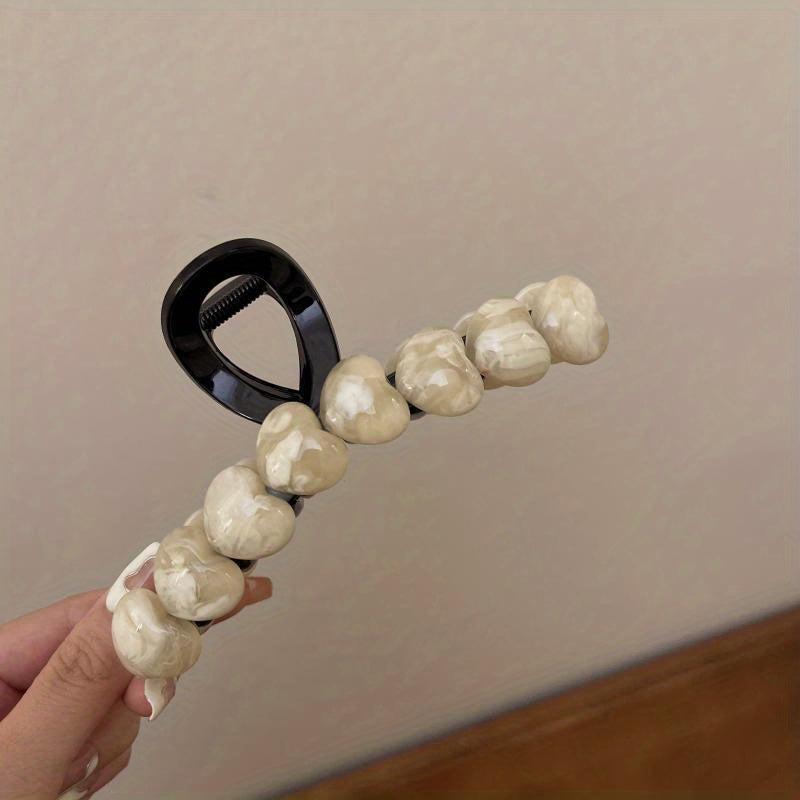 Heart Decor Hair Claw Acrylic Banana Clip Headwear