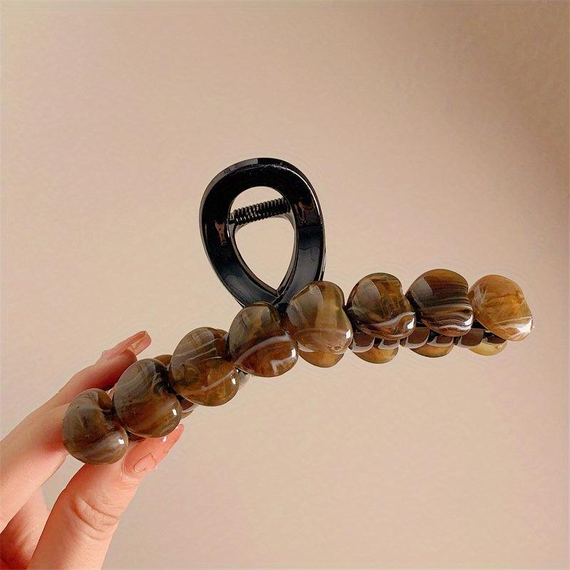 Heart Decor Hair Claw Acrylic Banana Clip Headwear