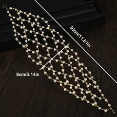 Faux Pearl Mesh Hairband Hollow Out Headdress Bridal Wedding Hair Acces