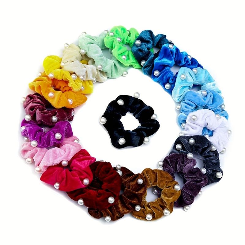 Faux Pearls Women Daily Large Scrunchie Hair Rope Elastic Hair Ties
