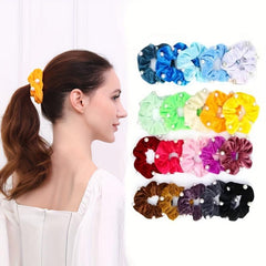 Faux Pearls Women Daily Large Scrunchie Hair Rope Elastic Hair Ties