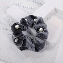 Faux Pearls Women Daily Large Scrunchie Hair Rope Elastic Hair Ties