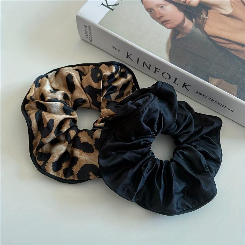 Leopard Print Hair Scrunchies Soft Silk Scrunchie For Women Girls