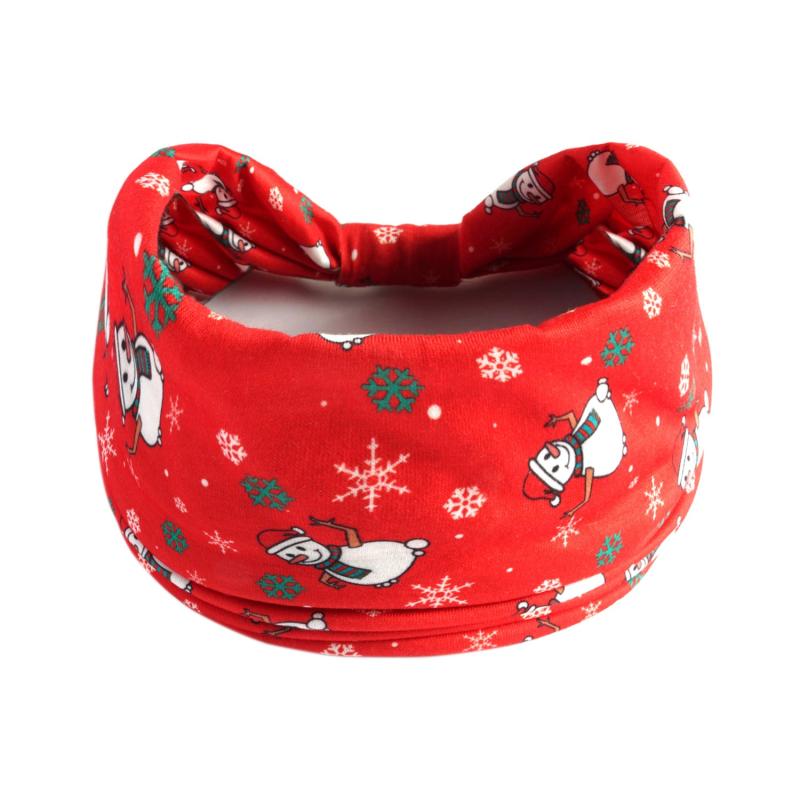 Christmas Pattern Knotted Sports Hair Bands Sweatband for Running Yoga