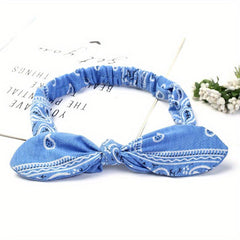 Paisley Print Headband Bow Knotted Head Hoop Stretchy Headdress Boho Hair Band