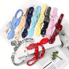 Paisley Print Headband Bow Knotted Head Hoop Stretchy Headdress Boho Hair Band