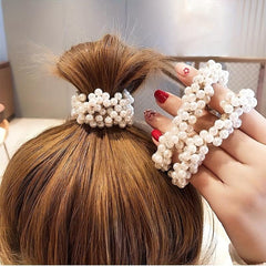 3pcs Faux Pearl Scrunchies Hair Tie Elastic Ponytail Holder