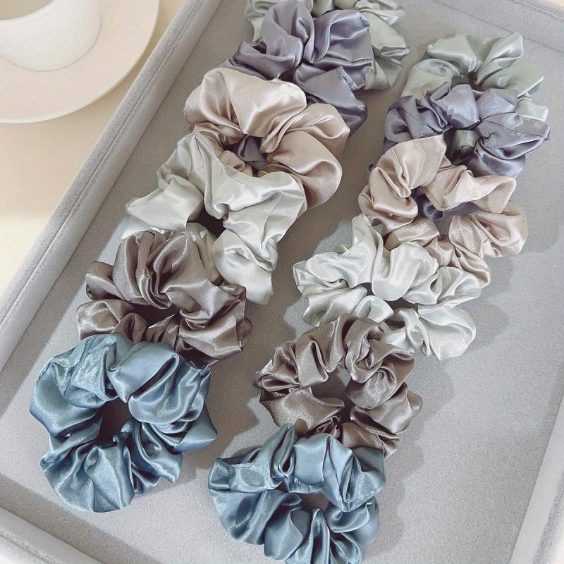12pcs Solid Scrunchies Hair Tie Seamless Style Hair Rope Elastic Ponytail Women