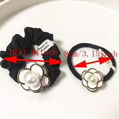 2pcs Camellia Hair Tie Velvet Scrunchies Flower Hair Ring Style Ponytail Holder