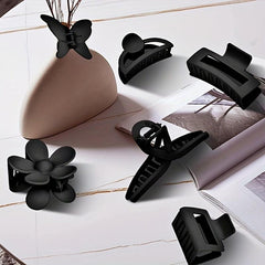 6pcs Flower Rectangle Hair Claw Nonslip Ponytail Holder