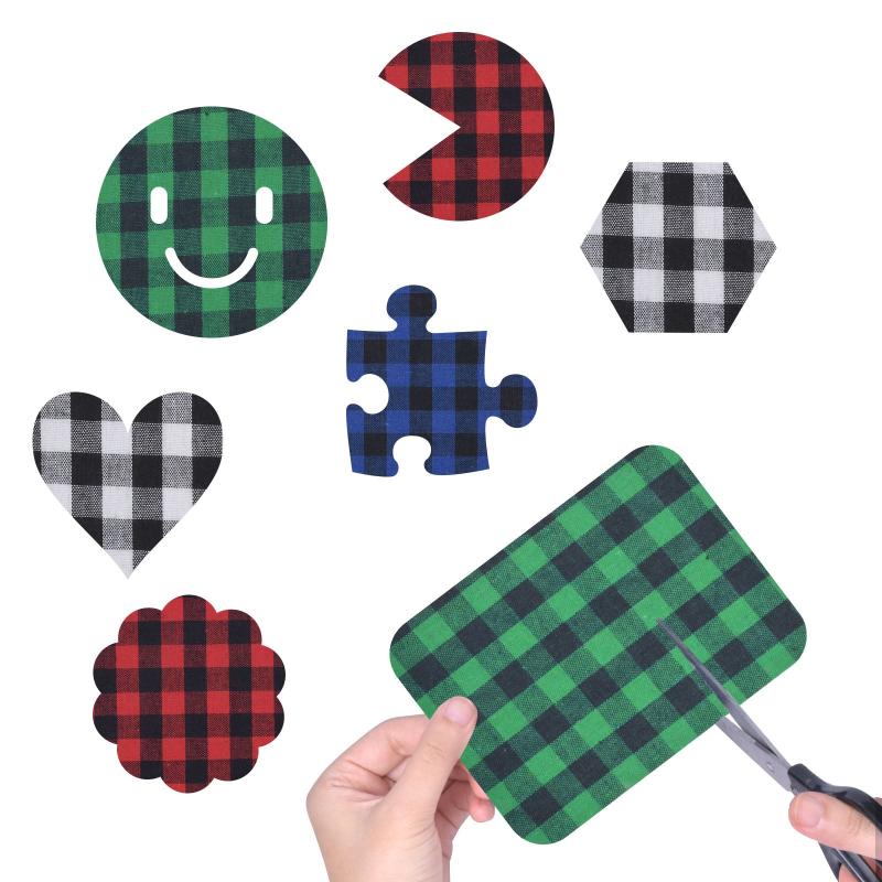 20Pcs Embroidered Plaid Iron On Patches for Clothing Bag Shoe Jacket