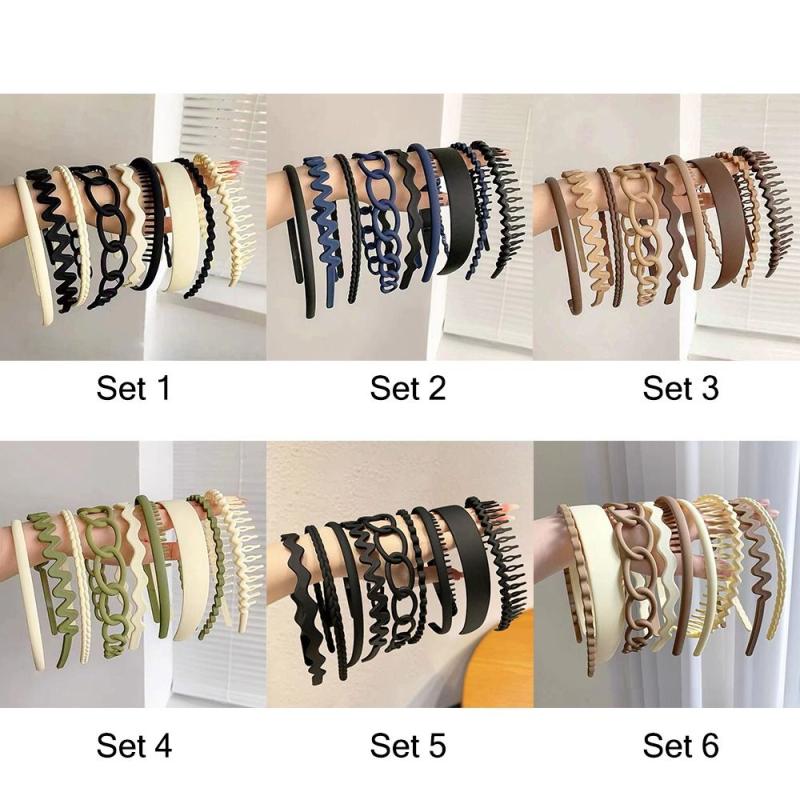 8pcs Solid Headband Teethed Head Hoop Women's Hair Accessories