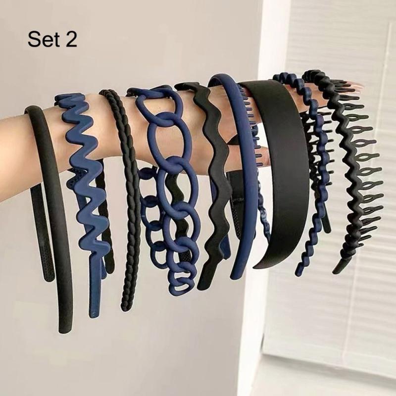 8pcs Solid Headband Teethed Head Hoop Women's Hair Accessories