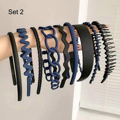 8pcs Solid Headband Teethed Head Hoop Women's Hair Accessories