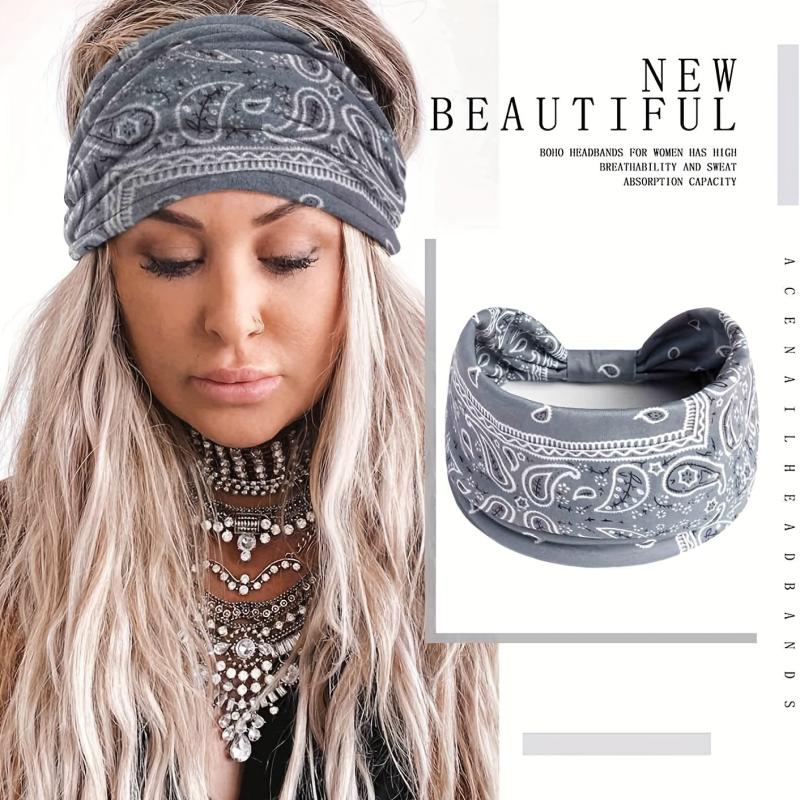 Boho Stretch Headband Wide Brim Yoga Sweatband Women Hair Accessory