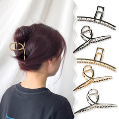 Stylish Hair Claw Clip Large Metal Thick Thin Hair Jaw Clip Women 1pc