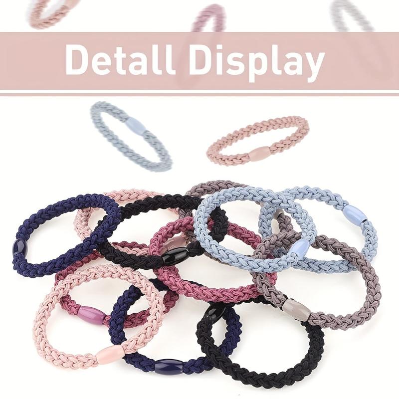 12PCS Braided Hair Tie Elastic Ponytail Holder Hair Accessories Women