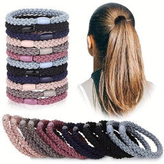 12PCS Braided Hair Tie Elastic Ponytail Holder Hair Accessories Women