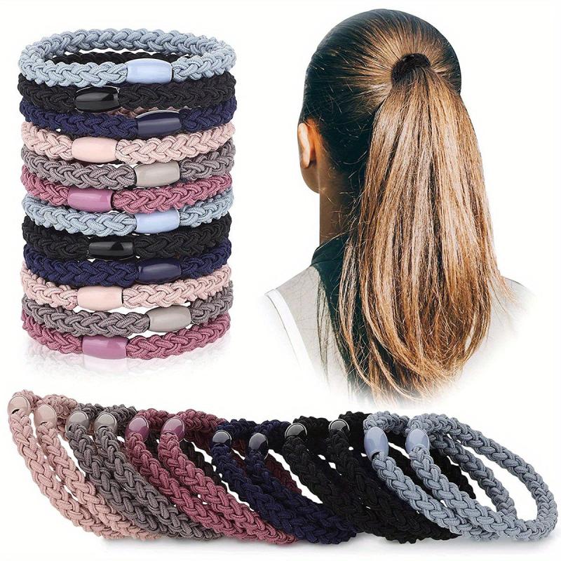 12PCS Braided Hair Tie Elastic Ponytail Holder Hair Accessories Women
