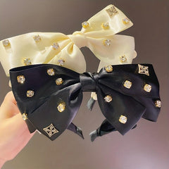 Rhinestone Bow Silk Headband Hair Accessories