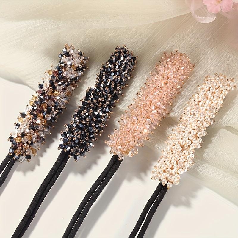 Rhinestone Bun Maker Hair Styler Jewelry Hair Styling Tool Ponytail Holder